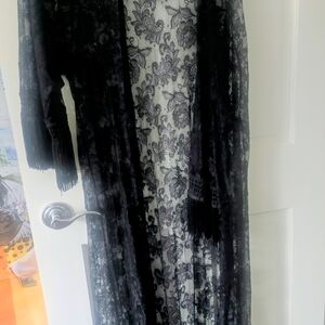 Black Lace Fringe Kimono Cardigan